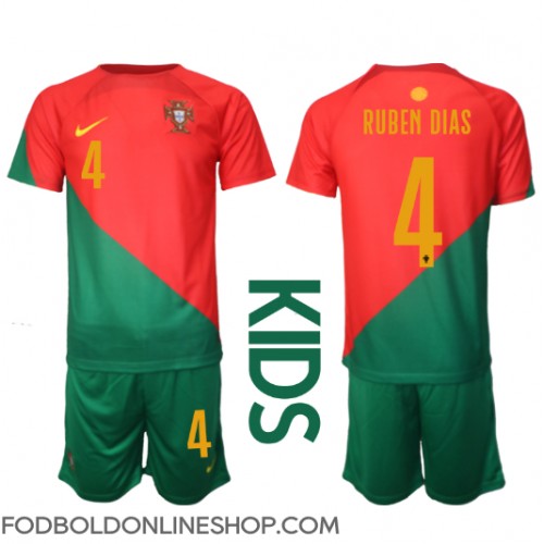 Portugal Ruben Dias #4 Hjemme Trøje Børn VM 2022 Kortærmet (+ Korte bukser)